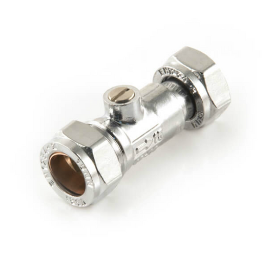 Chrome Straight Service Valve 15mm x 1/2"