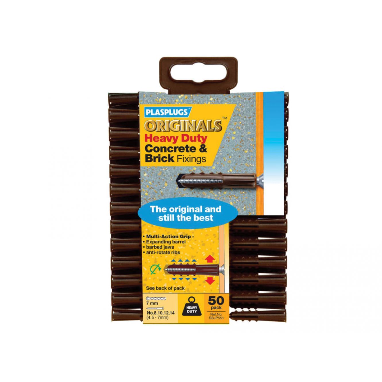 Plasplugs Concrete & Fixings - Brown 7mm