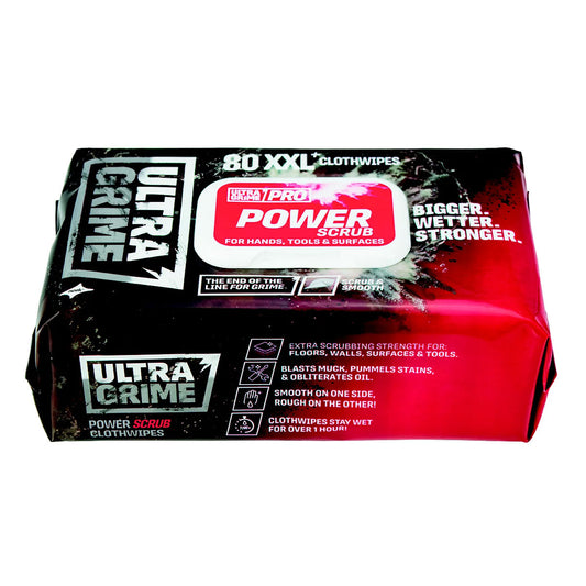 UltraGrime PRO Power Scrub XXL+ Clothwipes 80 Pack