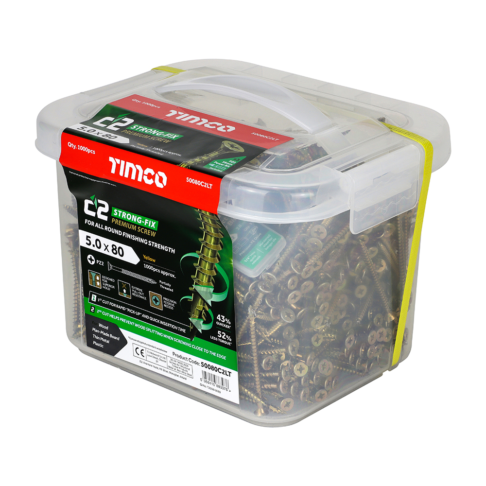 C2 Strong-Fix Screws (Tub 1000) - 5.0 x 80mm