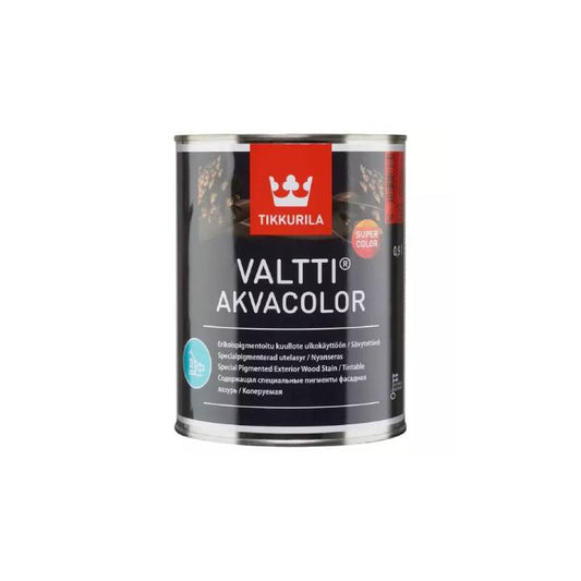 Tikkurila Valtti Akvacolor paint can on a white background