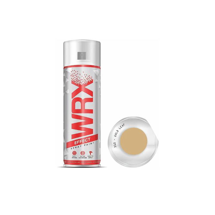 WRX spray paint can with gold leaf effect on a white background