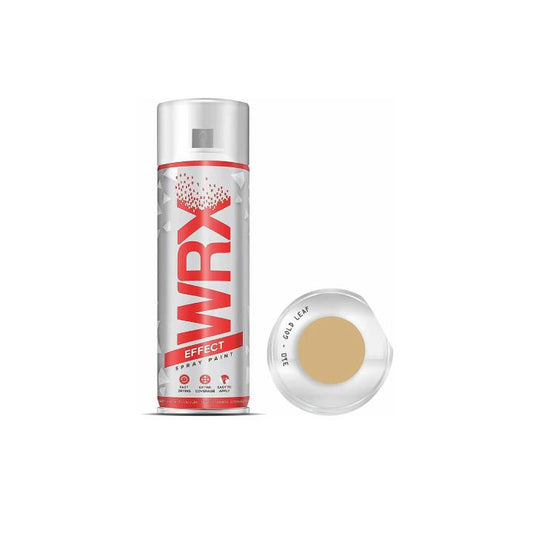 WRX spray paint can with gold leaf effect on a white background