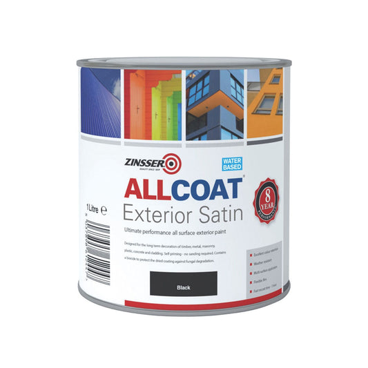 Zinsser AllCoat Exterior Water Based Satin Black 1L