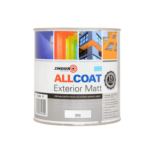 Zinsser Allcoat Exterior Water Based Matt White 1L
