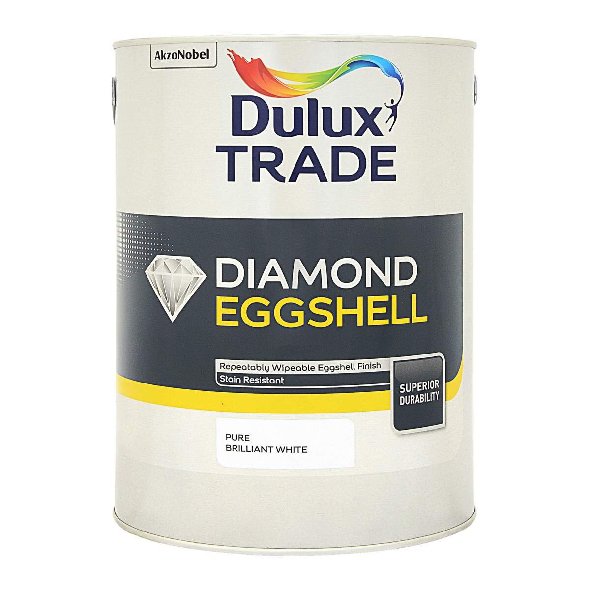 Dulux Trade Diamond Eggshell Pure Brilliant White 2.5L, 5L