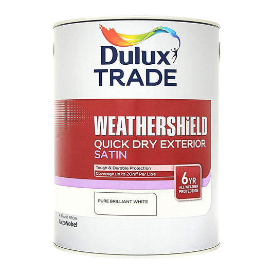 Dulux Trade Weathershield Quick Dry Exterior Pure Brilliant White 5L