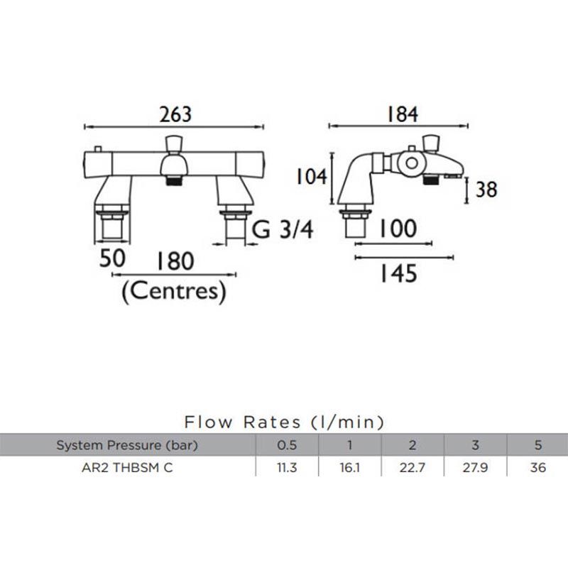 Bristan Artisan Thermostatic Bath Shower Mixer Tap (AR2 THBSM C)