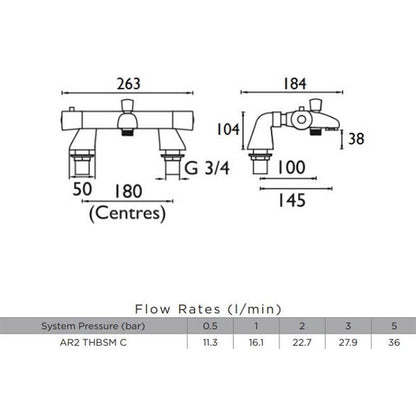 Bristan Artisan Thermostatic Bath Shower Mixer Tap (AR2 THBSM C)