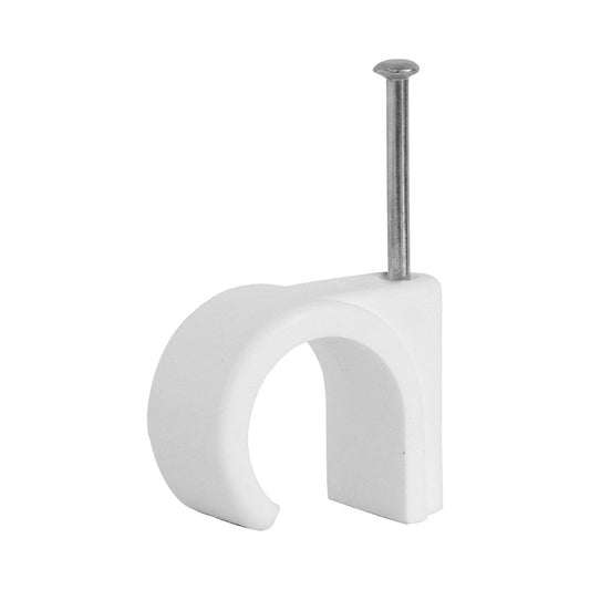 Budget Cable Clips Round White 6mm