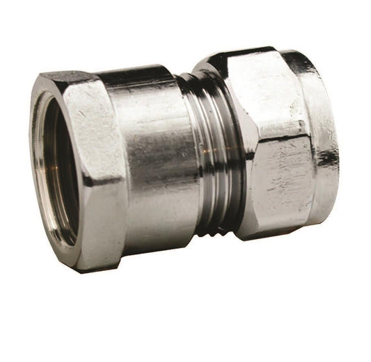 Chrome Compression 15mm X 1/2" Straight Connector