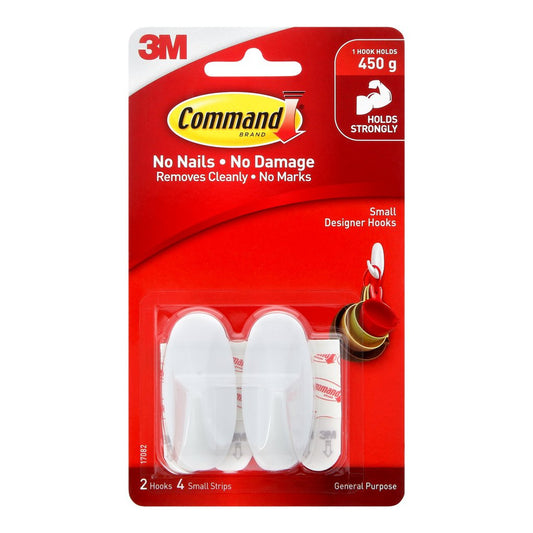 Command Small White Designer Hooks (Pack 2)