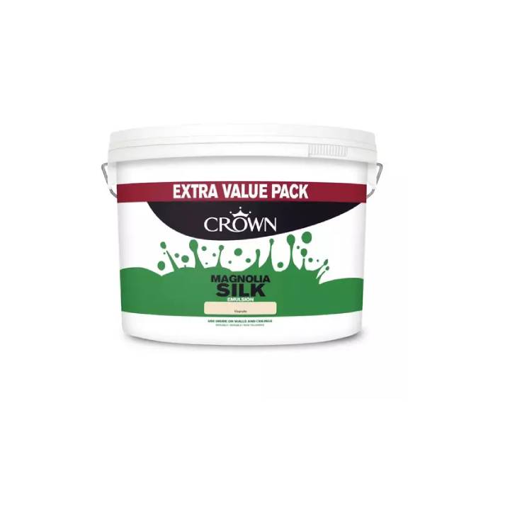Bucket of Crown Magnolia Silk paint with a white background