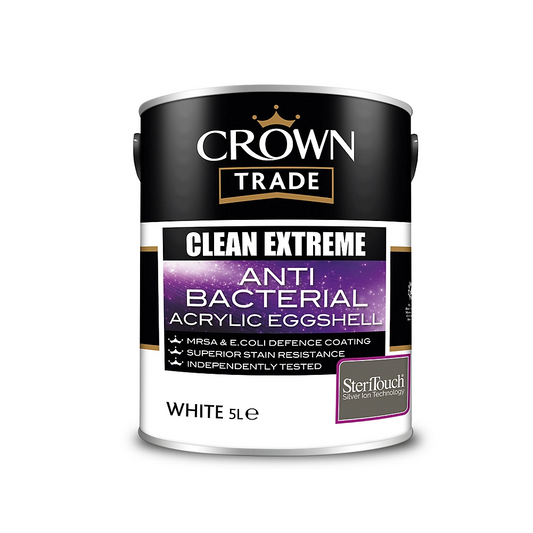 Crown Clean Extreme Anti Bacterial Acrylic Eggshell White 5L