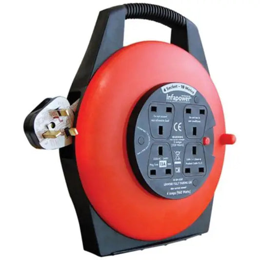 Infapower Cable Reel 4 Socket 10M