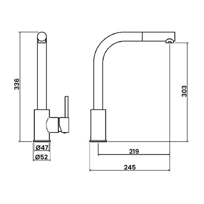 Trisen TK004BN Era Pull Out Single Kitchen Mixer Nickel