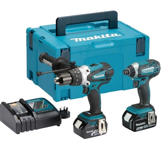 Makita DLX2145TJ 18v Cordless Twin Kit DHP458 Combi Drill & DTD152 Impact Driver Inc 2x 5.0ah Batts