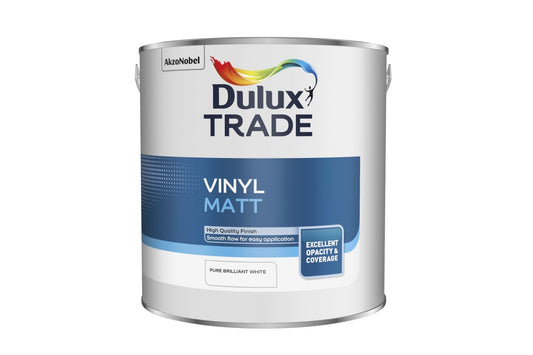 Dulux Trade Vinyl Matt Pure Brilliant White 2.5L , 5L