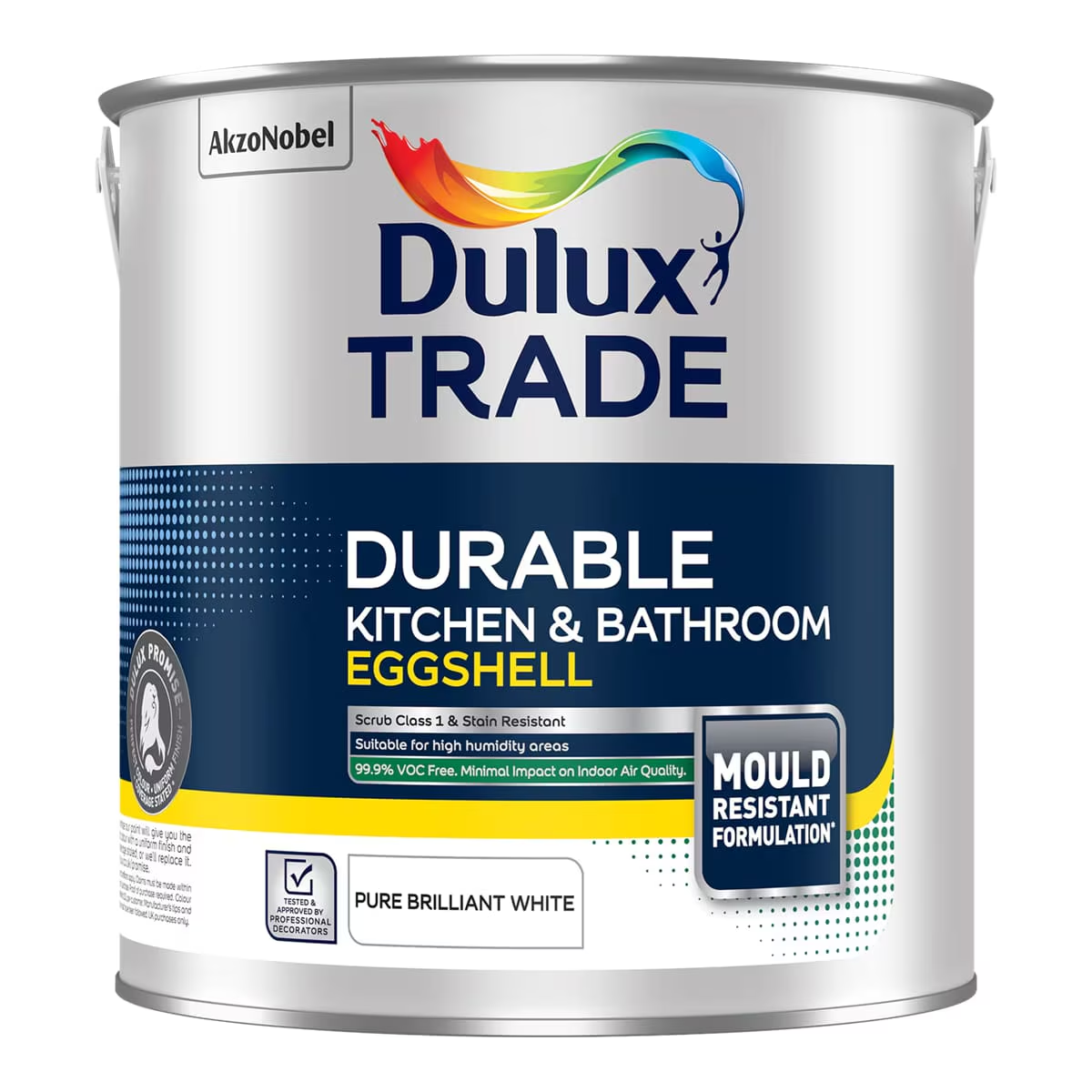 Dulux Trade Durable Kitchen & Bathroom Eggshell Pure Brilliant White 5L
