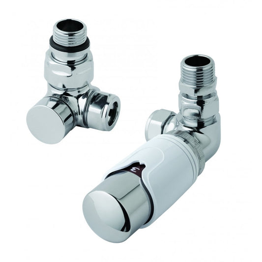 Corner TRV And Lockshield Valve Chrome/White Set