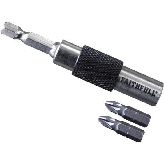 Faithfull 15° Flexi Bit Holder 75MM & 2X PZ2 Bits