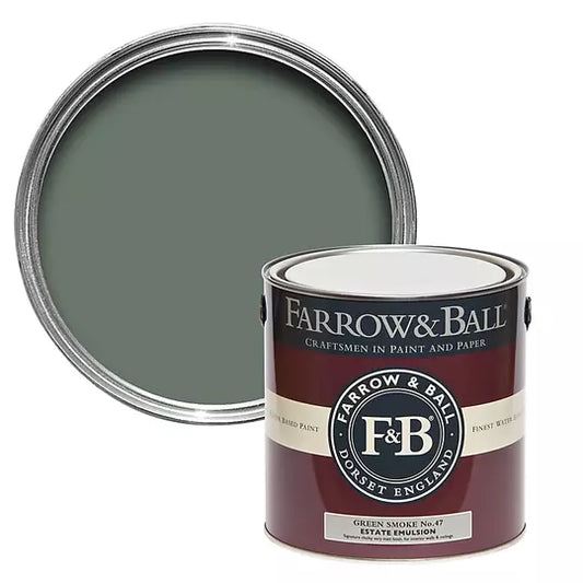 Farrow & Ball Green Smoke No.47 - Sophisticated Grey-Green Paint 750ml, 2.5L, 5L