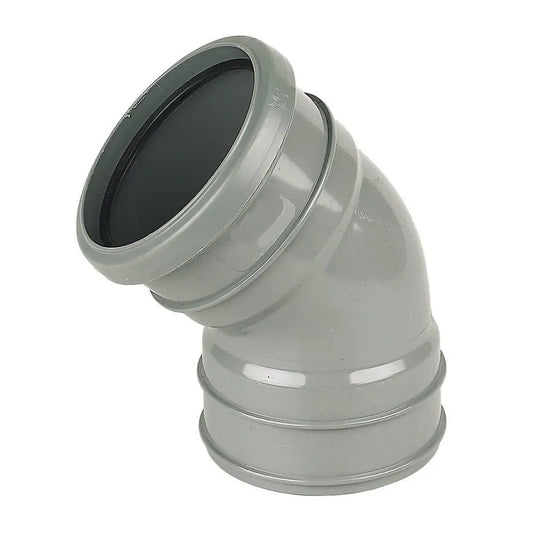 Push Fit 45° Bend Double Socket 110mm - Grey