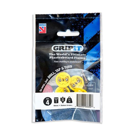 GripIt Yellow Plasterboard Fixings 15mm (Pack 4)
