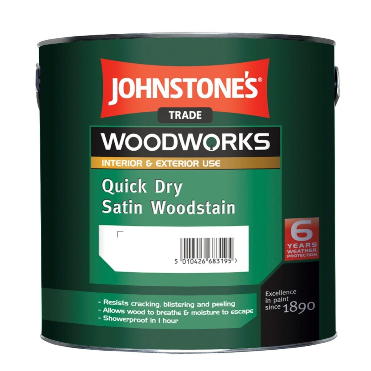 Johnstone's Woodworks Quick Dry Satin Woodstain Ebony 2.5L