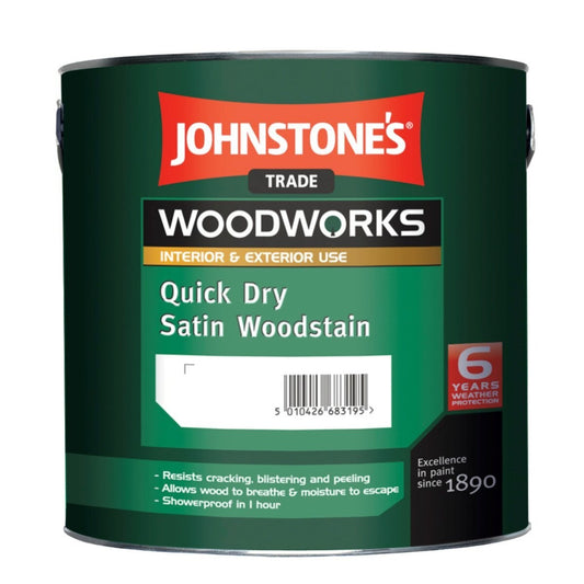 Johnstone's Woodworks Quick Dry Satin Woodstain Ebony 2.5L