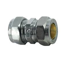 Chrome Compression 15mm Straight Coupling
