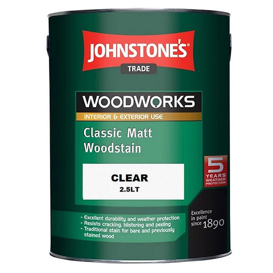 Johnstone's Woodworks Woodstain Matt Clear 2.5L