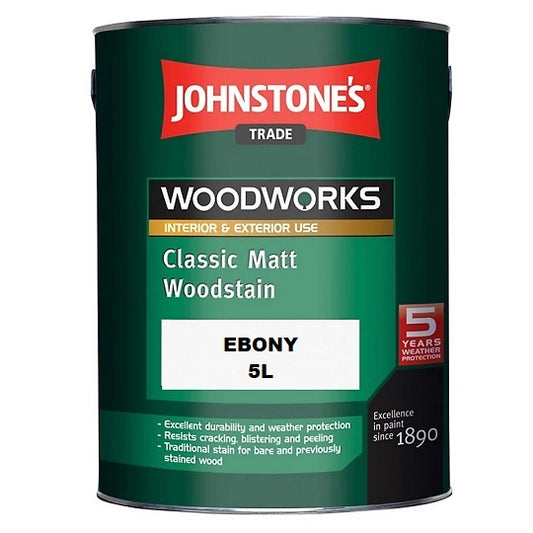 Johnstone's Woodworks Woodstain Matt Ebony 5LT 10.000 L