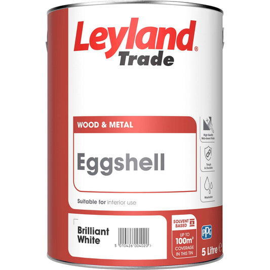 Leyland Trade Eggshell Brilliant White Paint 5L