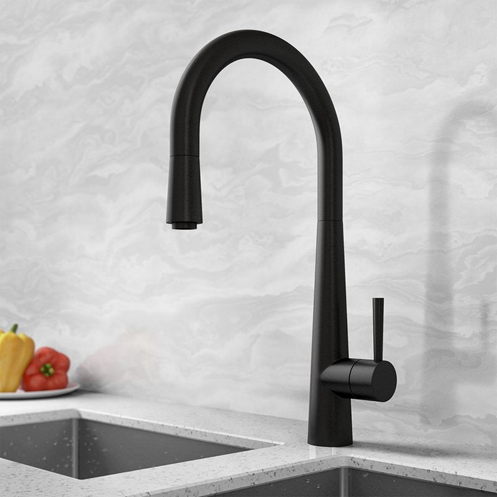 TK009K Jema Pull Out Single Kitchen Mixer Black