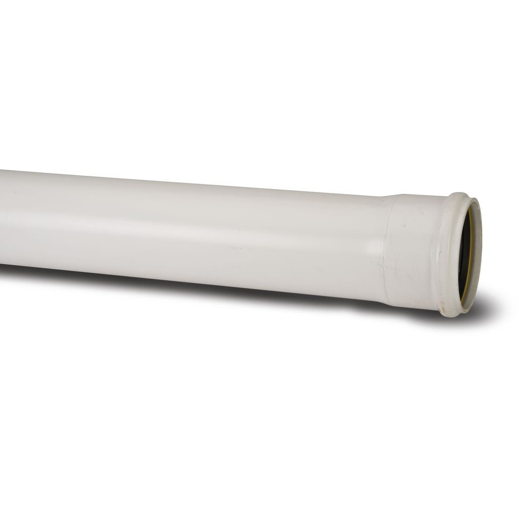 110mm Soil Push Fit Pipe Single Socket 3m White