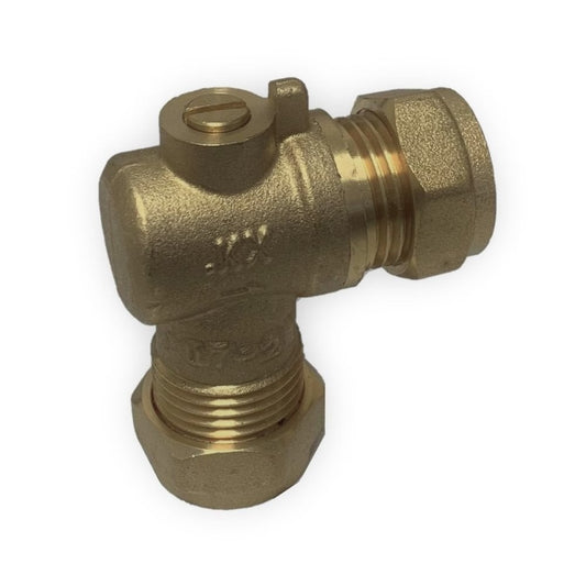 15mm Angled Isolating Valve Brass