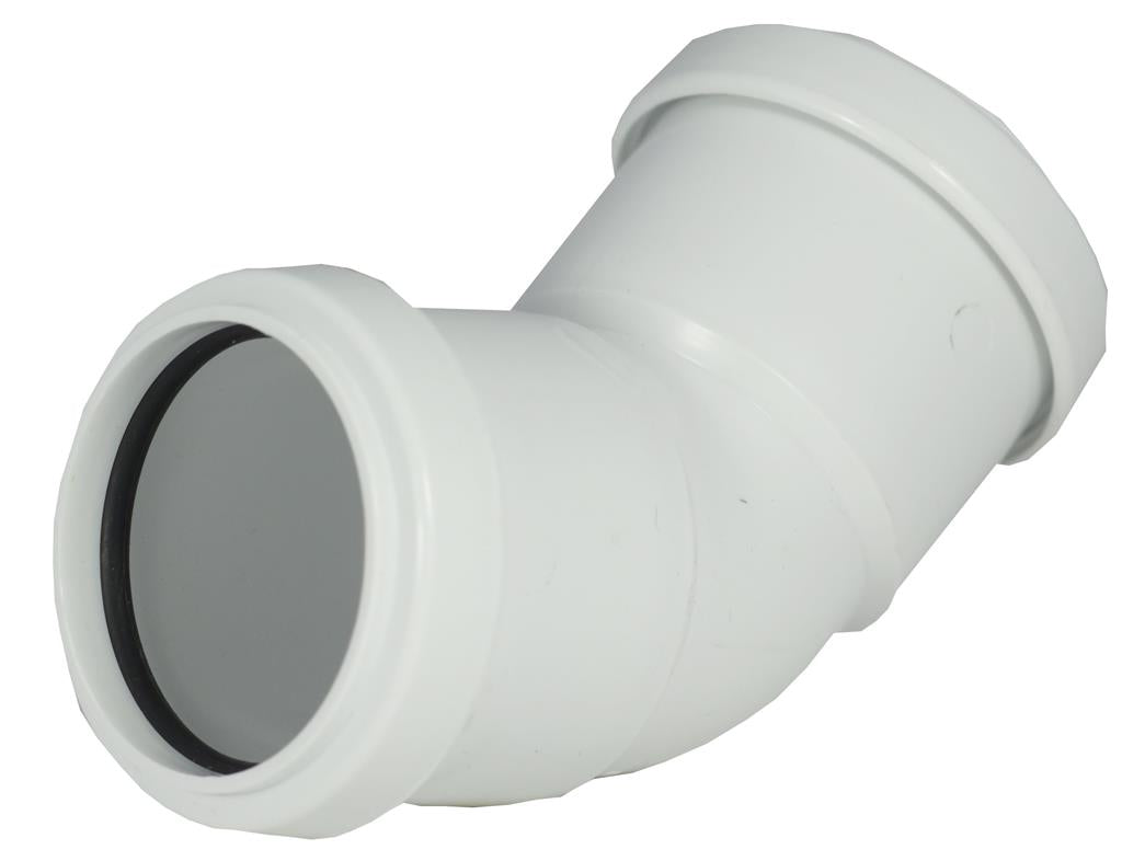 Waste Solvent Weld 40mm 45 Degree Bend White