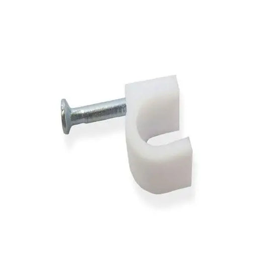 Budget Cable Clips Round White 4mm