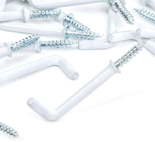 Square Hook Shouldered White PVC 25mm (Retail Pack)