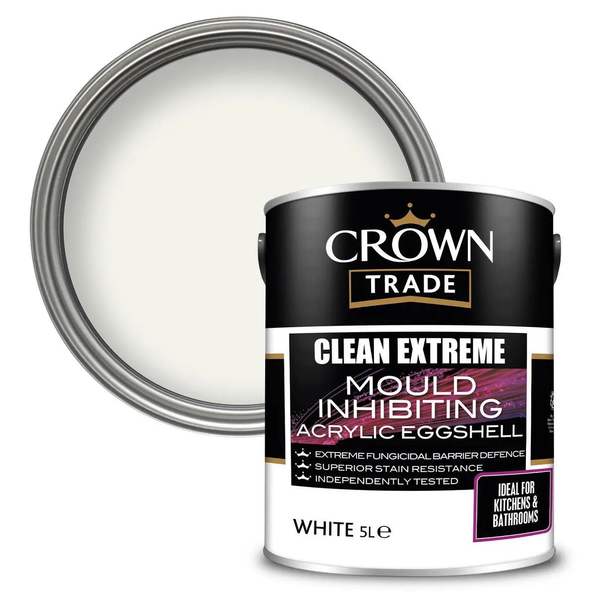 Crown Trade Clean Extreme Mould Inhibiting Acrylic Eggshell White 5L