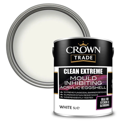 Crown Trade Clean Extreme Mould Inhibiting Acrylic Eggshell White 5L
