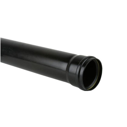 110mm Soil Push Fit Single Socket Pipe 3m Black