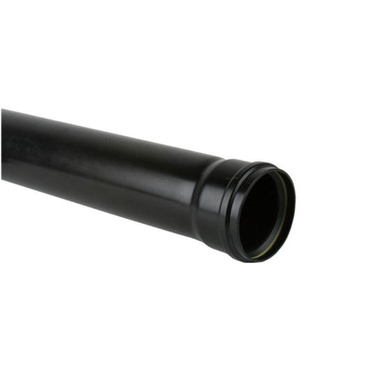 110mm Soil Push Fit Single Socket Pipe 3m Black