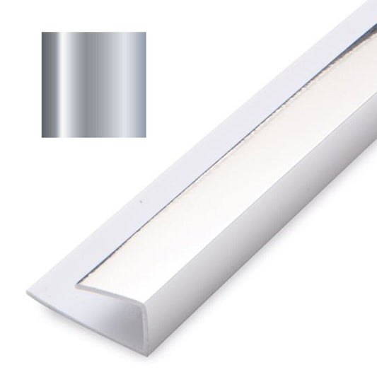 Chrome Silver effect 8mm Edge Trim / End Cap for Decorative Wall Cladding