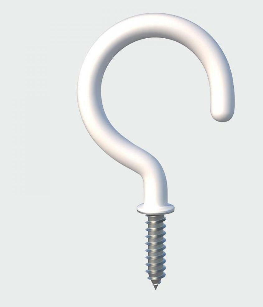 Round Cup Hook - White 38mm - 38SHWP