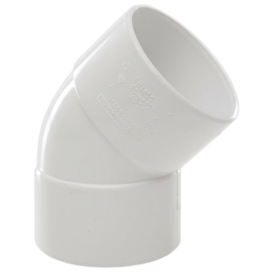 Polypipe WS54W Obtuse Bend 45 degree 50mm White