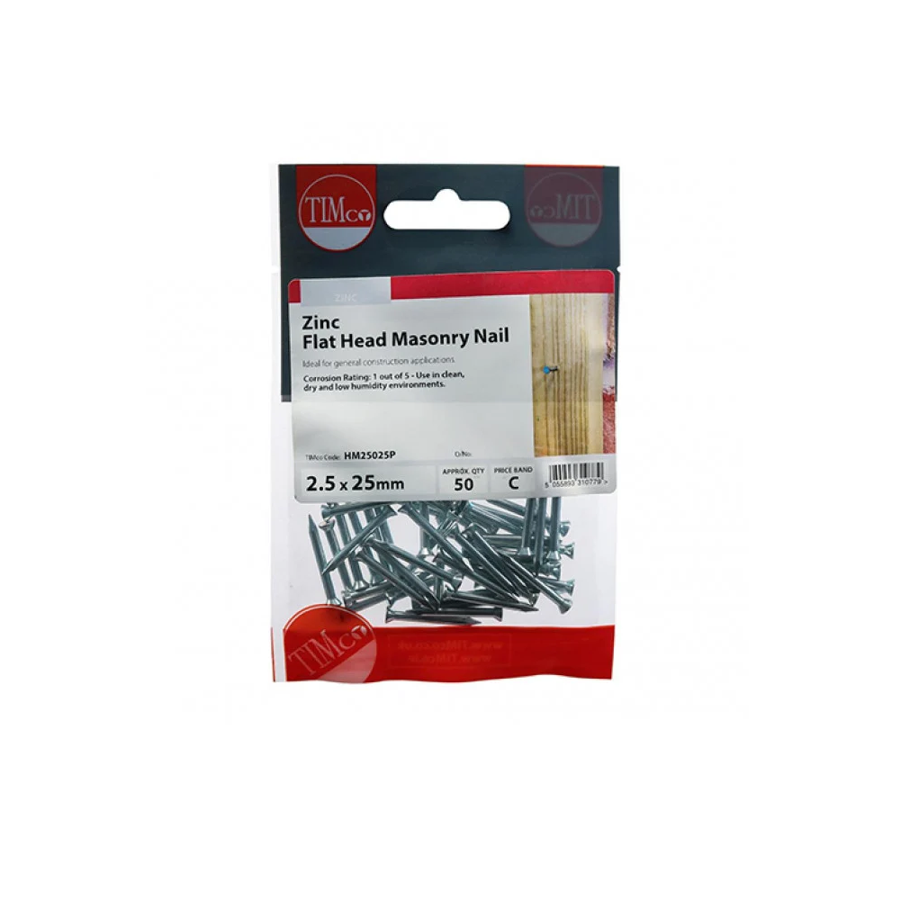 Timco Masonry Nails - Zinc 2.5 X 25mm