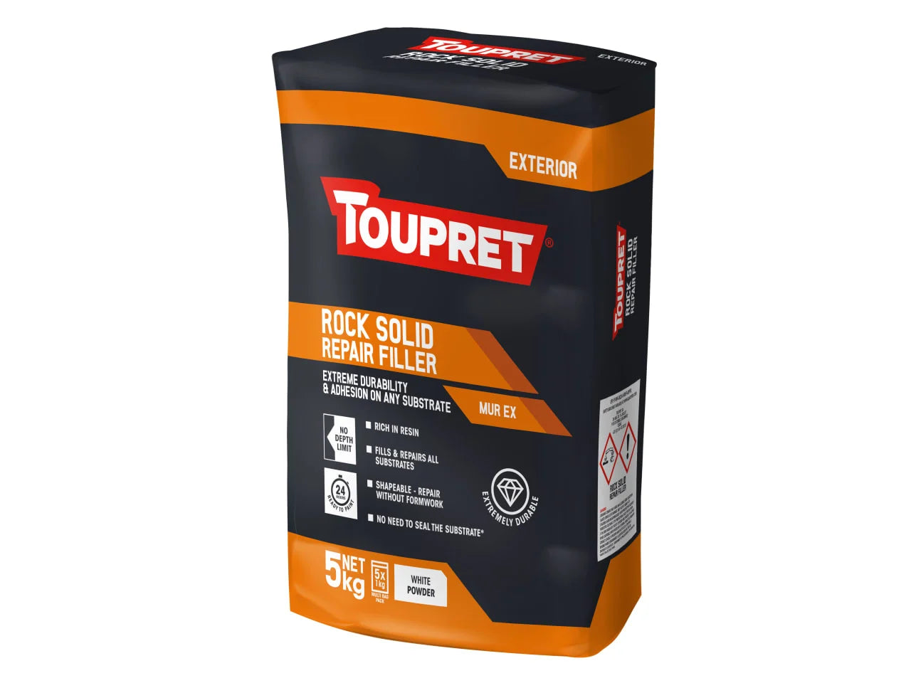 Toupret Rock Solid Repair Filler 5kg White Powder