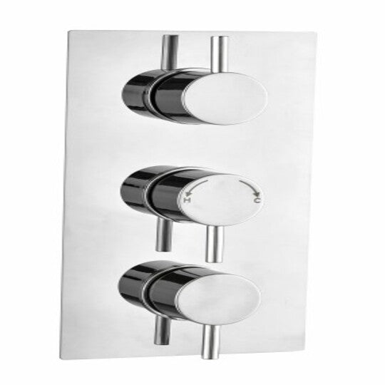 Plan Triple Concealed Thermostatic Shower Valve Round Handle (2 way)
